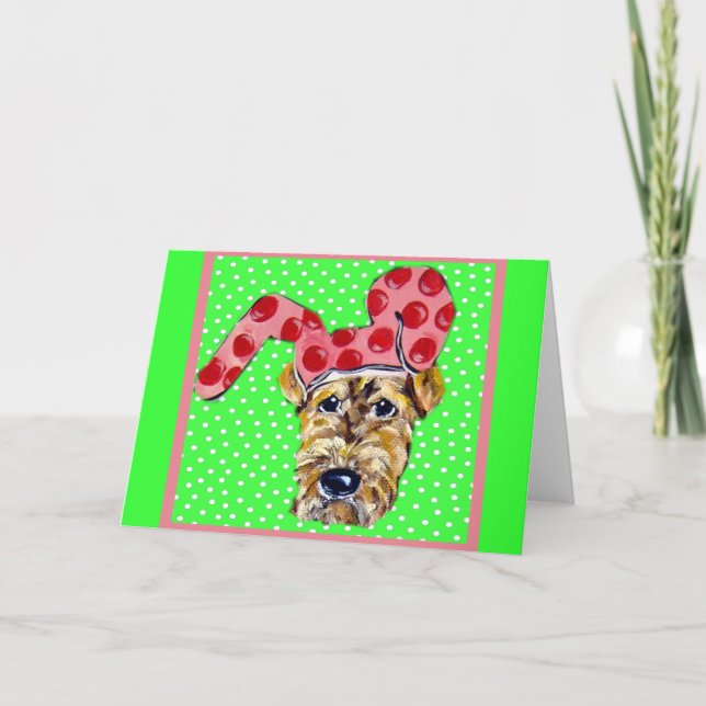 Tarjeta Festiva Airedale de Pascua (Anverso)
