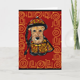 Tarjeta Festiva Airedale Terrier Año del Perro