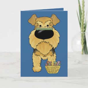 Tarjeta Festiva ¿Airedale Terrier - caza del hueso de Pascua,