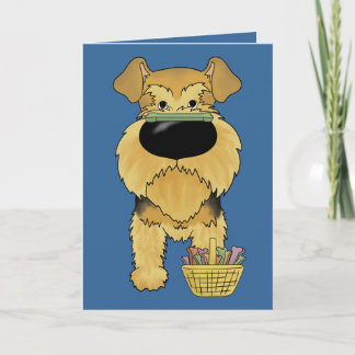 Tarjeta Festiva ¿Airedale Terrier - caza del hueso de Pascua,