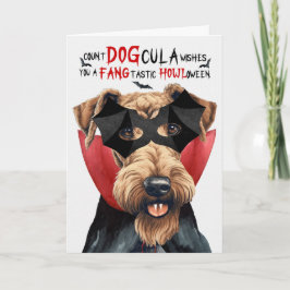 Tarjeta Festiva Airedale Terrier Dog Funny Count DOGcula Halloween