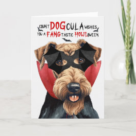 Tarjeta Festiva Airedale Terrier Dog Funny Count DOGcula Halloween