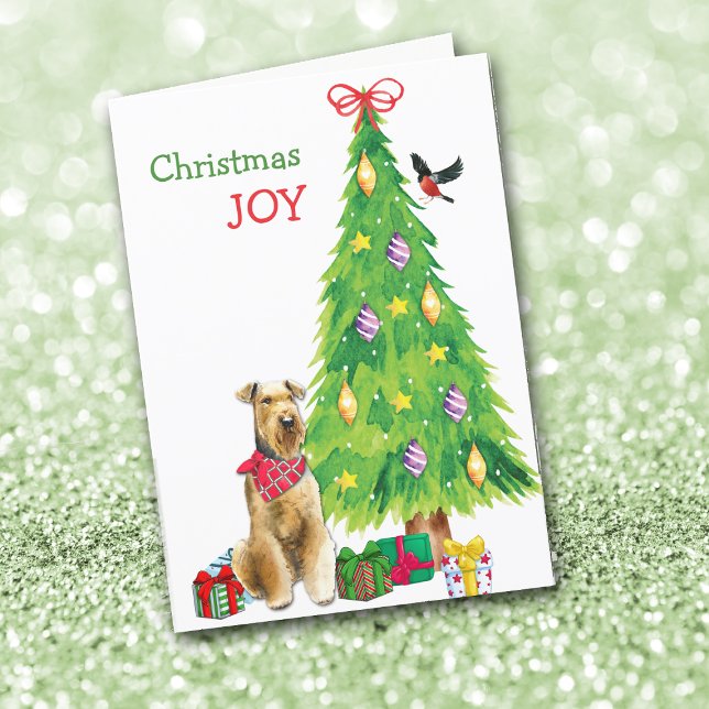 Tarjeta Festiva Airedale Terrier Dog y Christmas Tree (Subido por el creador)