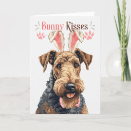 Tarjeta Festiva Airedale Terrier en la Pascua de las Orejas Conjun
