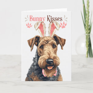 Tarjeta Festiva Airedale Terrier en la Pascua de las Orejas Conjun
