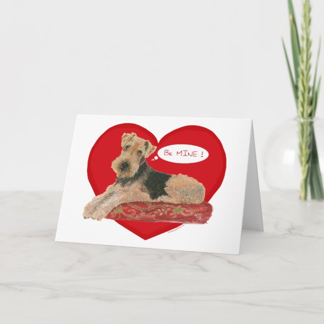 Tarjeta Festiva Airedale / Terrier galés de San Valentín (Anverso)