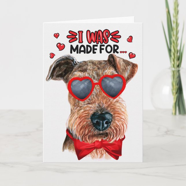 Tarjeta Festiva Airedale Terrier hecho para amarte San Valentín (Anverso)