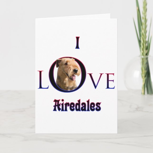 Tarjeta Festiva Airedale Terrier I Love (Anverso)