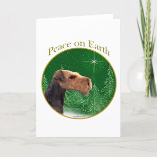 Tarjeta Festiva Airedale Terrier Peace