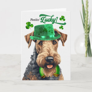 Tarjeta Festiva Airedale Terrier se siente afortunado en el día de