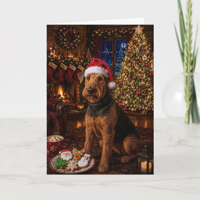 Tarjeta Festiva Airedale Terrier  Vacaciones (Anverso)