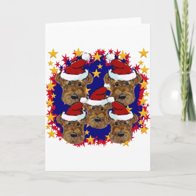 TARJETA FESTIVA AIREDALE TERRIERS (Anverso)