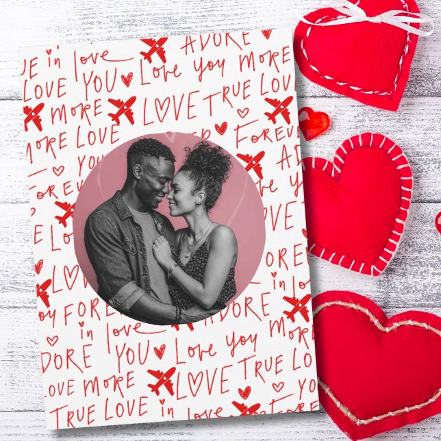 Tarjeta Festiva Airplane Love you Romantic Text Funny Custom Photo (Subido por el creador)