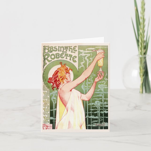 Tarjeta Festiva Ajenjo Robette (crema) (Anverso)