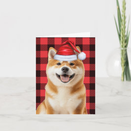Tarjeta Festiva Akita Christmas Dog Red Buffalo Plaid Christmas