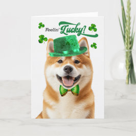 Tarjeta Festiva Akita Dog Feelin' Lucky St Patrick's Day