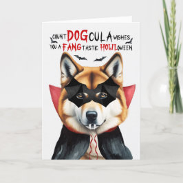 Tarjeta Festiva Akita Dog Funny Count DOGcula Halloween