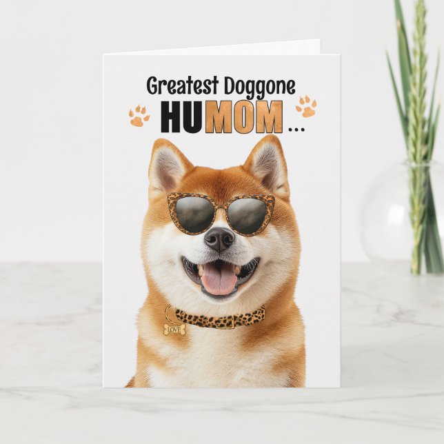 Tarjeta Festiva Akita Dog Greatest HuMOM Mother's Day (Anverso)