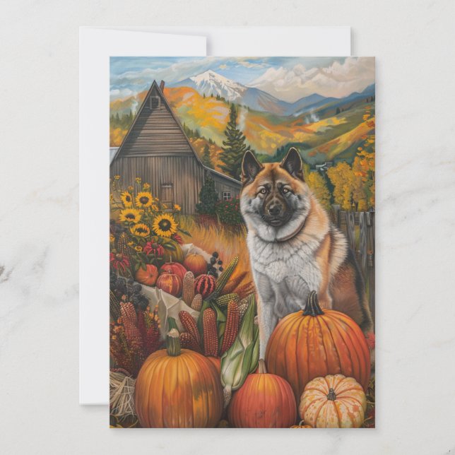 Tarjeta Festiva Akita norteamericana cosecha otoño de perro de Acc (Anverso)