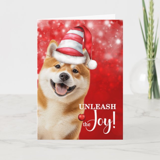 Tarjeta Festiva Akita o el perro chiíta inu desata a los Navidades (Anverso)