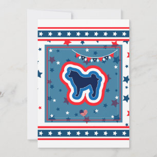 Tarjeta Festiva Akita Patriótico Rojo Blanco y Azul 4 de julio