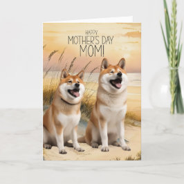 Tarjeta Festiva Akita Perro el día de la madre, ensenada de playa
