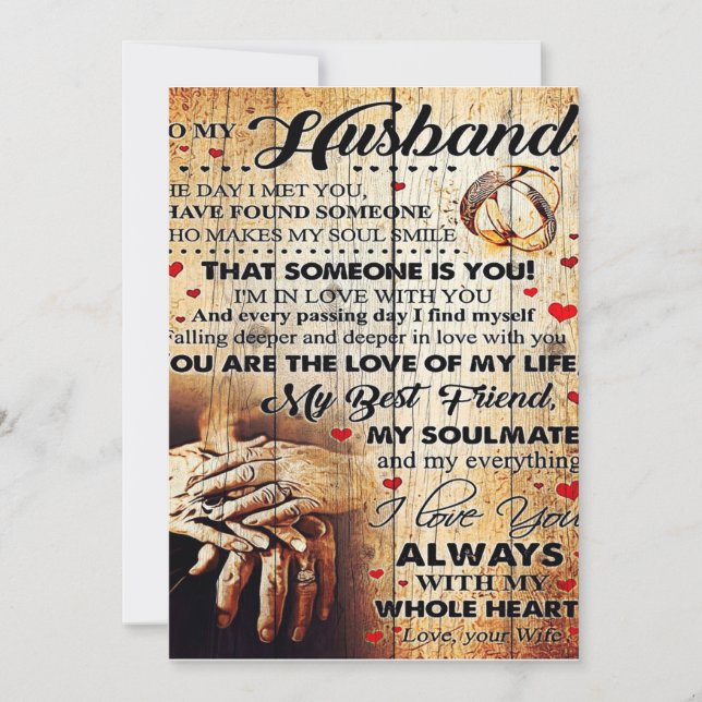Tarjeta Festiva Al diseño de mi marido | Carta De Amor Regalo A Él (Anverso)