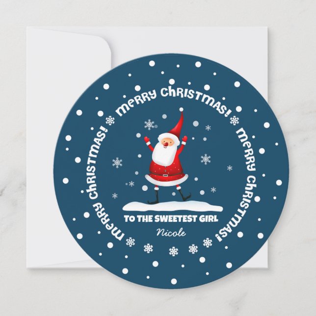 Tarjeta Festiva Al mejor Chica de los Navidades de Santa Claus (Anverso)