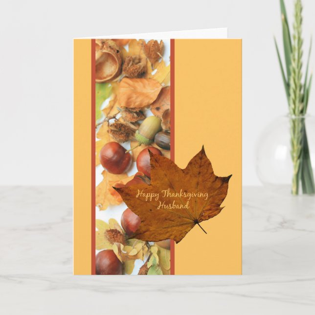 Tarjeta Festiva Alarma de hoja de arce de agradecimiento feliz par (Anverso)