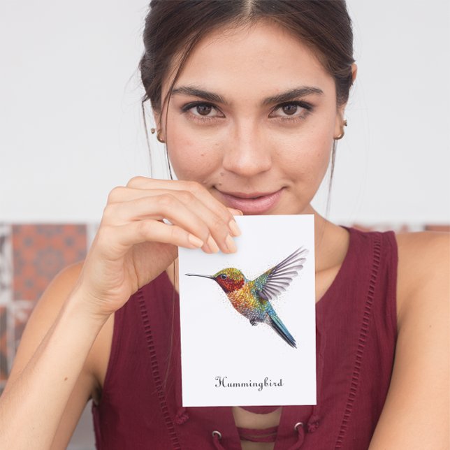 Tarjeta Festiva Alas arcoiris: Vibrante Hummingbird Art, personali (Subido por el creador)