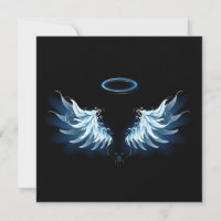 Alas del Ángel Azul brillante sobre fondo negro