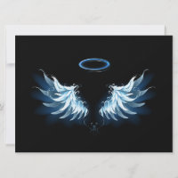 Alas del Ángel Azul brillante sobre fondo negro