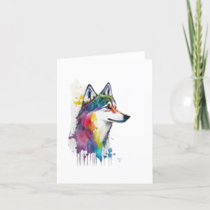 Tarjeta Festiva Alaskan Klee Kai Dog Watercolor & Pen