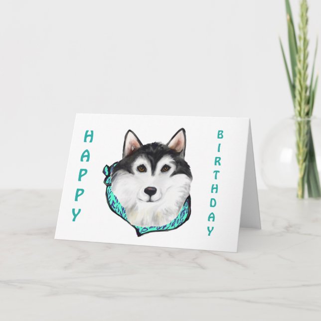 TARJETA FESTIVA ALASKAN MALAMUTE (Anverso)