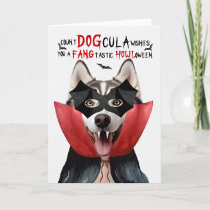 Tarjeta Festiva Alaskan Malamute Dog Funny Count DOGcula Halloween