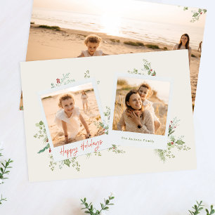 Tarjeta Festiva Álbum de Fotos Botánico Navideño Elegante y Festiv