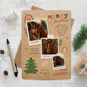 Tarjeta Festiva Álbum de recortes navideños de fotografía ecuestre