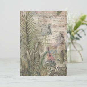 Tarjeta Festiva Álbum de Recortes Vintage Hawaiano: Canciones de U