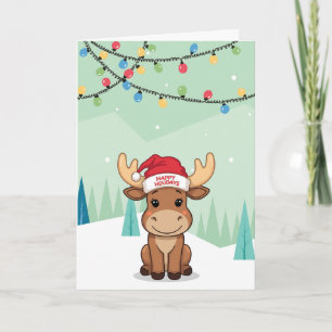 Tarjeta Festiva Alce Caprichoso de Invierno
