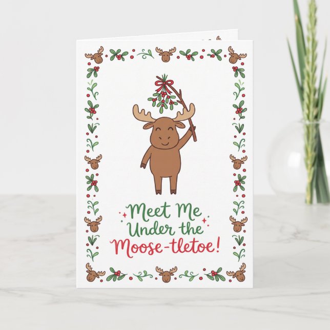 Tarjeta Festiva Alce-tletoe Lindo Personalizable (Anverso)