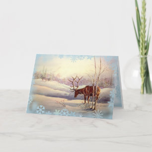 Tarjeta Festiva ALCES y COPOS DE NIEVE de SHARON SHARPE