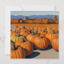 Tarjeta Festiva aldea de calabaza naranja