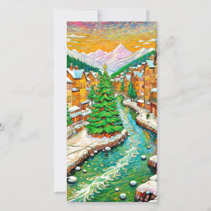 Tarjeta Festiva Aldea de Invierno