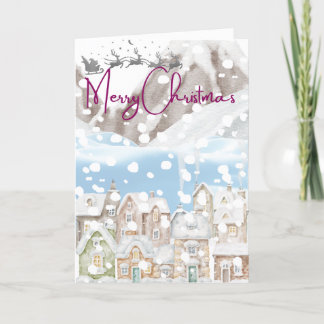 Tarjeta Festiva Aldea de los Navidades en las montañas
