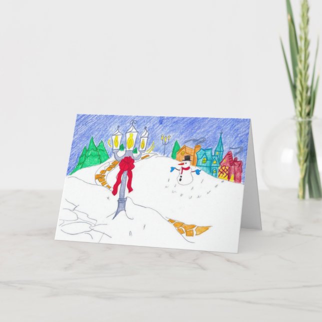 Tarjeta Festiva aldea de snowman (Anverso)