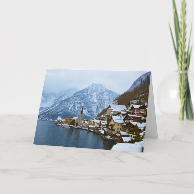 Tarjeta Festiva Aldea Hallstatt En El Lago - Salzburgo Austria (Anverso)