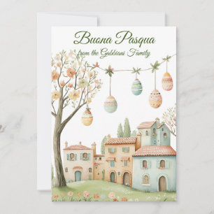 Tarjeta Festiva Aldea italiana festiva Pascua Buona Pasqua
