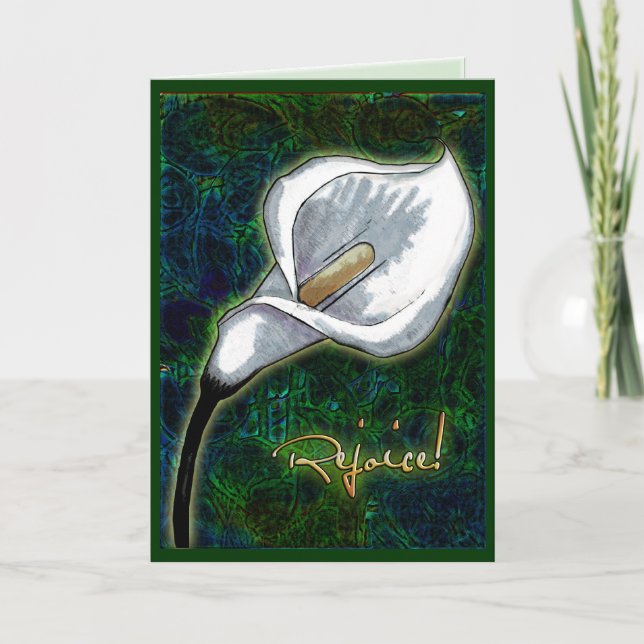 Tarjeta Festiva ¡Alégrate! Elegante Calla Lily de Pascua Personali (Anverso)