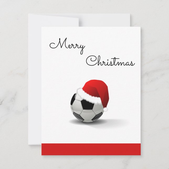 Tarjeta Festiva alegre amante del fútbol navideño (Anverso)