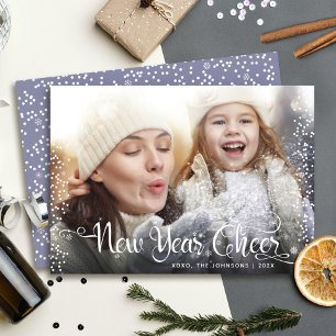 Tarjeta Festiva Alegre Año Nuevo Audaz Foto Moderno De Copos De Ni